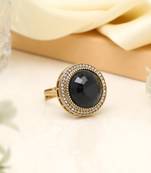 Classic black color kundan ring for women