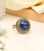Royal blue color kundan ring for women