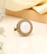 Pure white color kundan ring for women