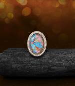 Cool firozi color kundan ring for women