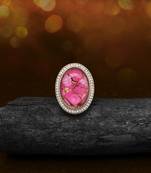 Blush pink color kundan ring for women