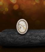 Snowy white color kundan ring for women