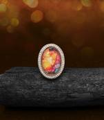 Festive multi color kundan ring for women