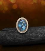 Ocean turquoise blue color kundan ring for women