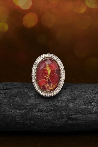 Bold red color kundan ring for women