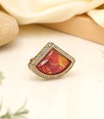 Radiant red color kundan ring for women