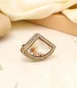Classic white color kundan ring for women