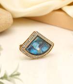 Serene turquoise blue color kundan ring for women