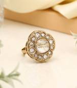 Snowflake white color kundan ring for women