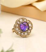 Elegant purple color kundan ring for women