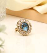 Bold turquoise blue color kundan ring for women