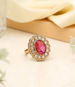 Radiant magenta color kundan ring for women