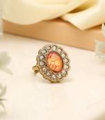 Sunny yellow color kundan ring for women