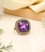 Deep purple color kundan ring for women