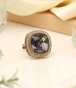 Bold black color kundan ring for women