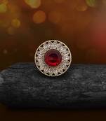 Rich maroon color kundan ring for women