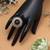 Matte black color kundan ring for women