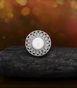 Metallic silver color kundan ring for women