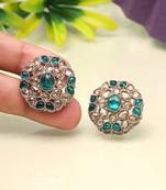 Glossy firozi color tops stud earrings