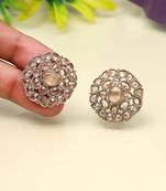 Gleaming gold color tops stud earrings