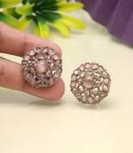Rosy pink color tops stud earrings