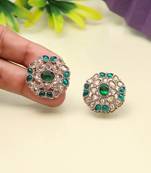 Leafy green color tops stud earrings