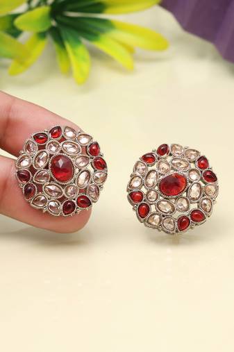 Fiery red color tops stud earrings