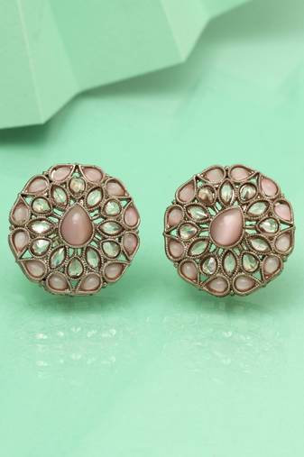 Blush pink color tops stud earrings