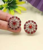 Bright red color tops stud earrings