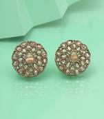 Polished gold color tops stud earrings