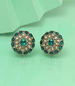 Shimmer firozi color tops stud earrings