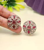 Traditional rani color tops stud earrings