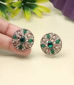 Botanical green color tops stud earrings