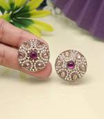 Orchid purple color tops stud earrings