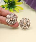 Polished gold color tops stud earrings