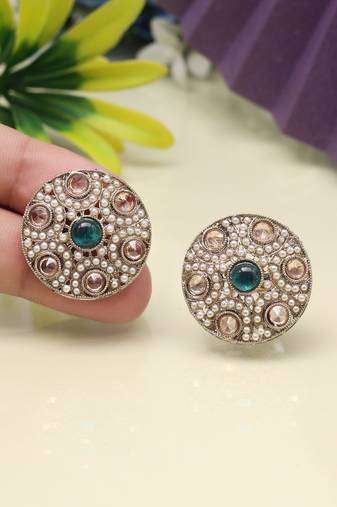 Teal firozi color tops stud earrings
