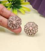 Sweet pink color tops stud earrings