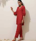 maroon viscose co-ord set
