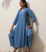 blue viscose kurta pant set