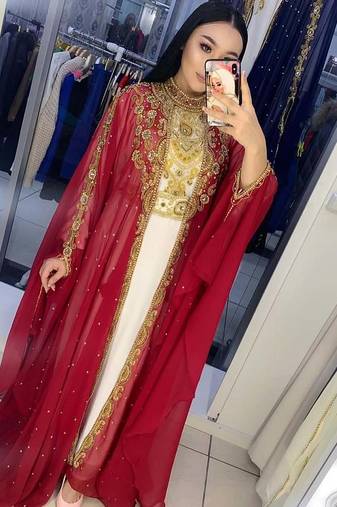 SALE Luxury Bedded Crystal Work Moroccan Dubai Kaftans Wedding Bridesmaid Dress