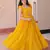Yellow georgette sequins embroidered ruffle flared gown