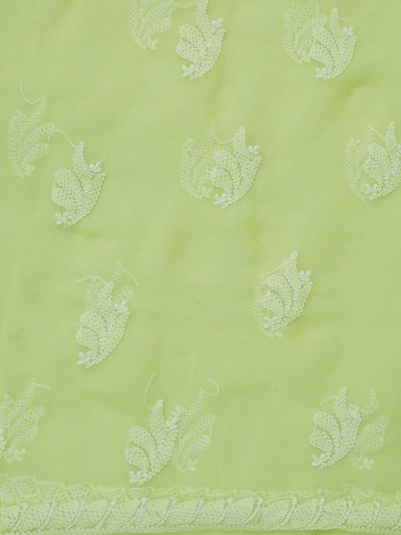 Hand embroidered lemon georgette lucknowi chikankari unstitched suit piece