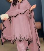 Pink embroidered faux georgette salwar suit