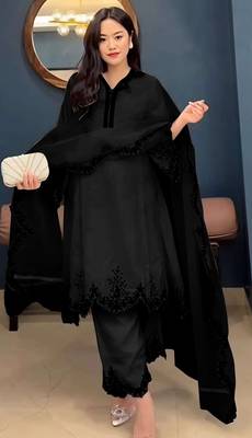 Black embroidered faux georgette salwar suit 1