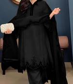 Black embroidered faux georgette salwar suit