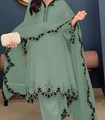Light green embroidered faux georgette salwar suit