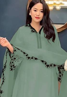 Light green embroidered faux georgette salwar suit 2