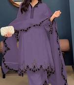 Purple embroidered faux georgette salwar suit