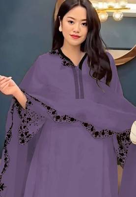 Purple embroidered faux georgette salwar suit 2