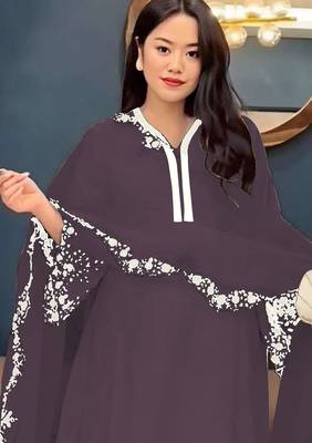 Wine embroidered faux georgette salwar suit 2